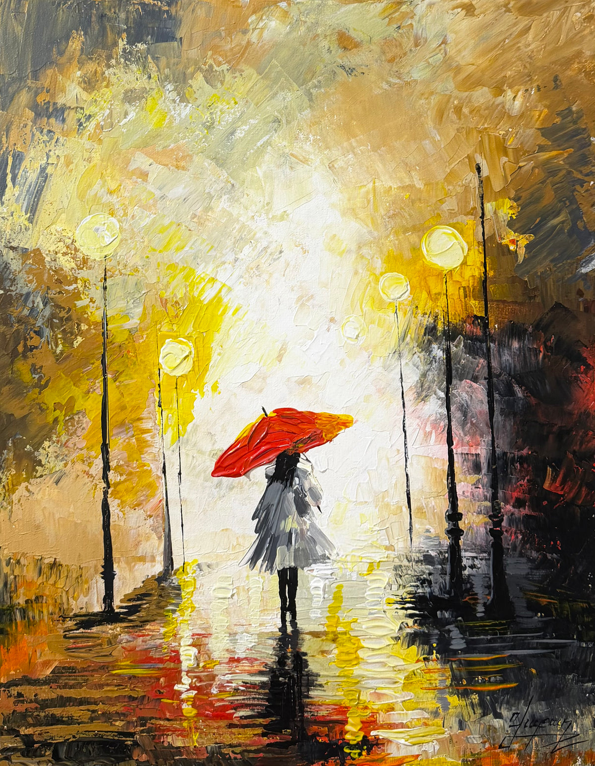 Path with Glowing Streetlamps - Vahe Bagumyan