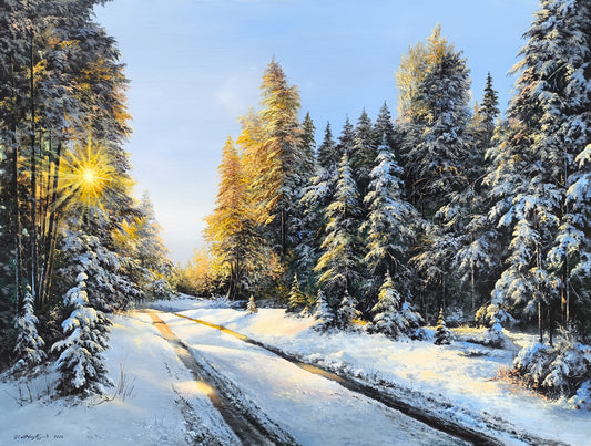 Snowy Pine Wood Road - Sergey Miqayelyan