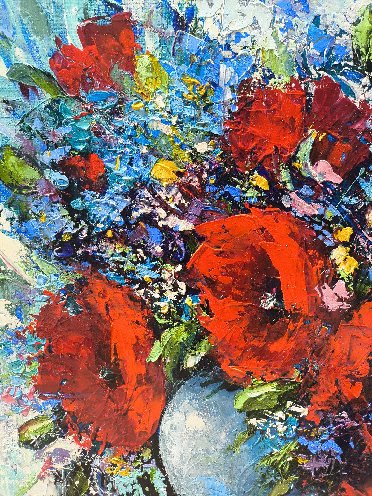 Red Poppies in a Blue Vase - Marieta Martirosyan