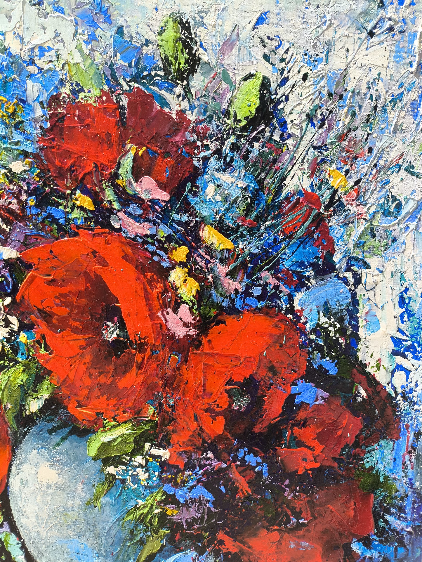 Red Poppies in a Blue Vase - Marieta Martirosyan