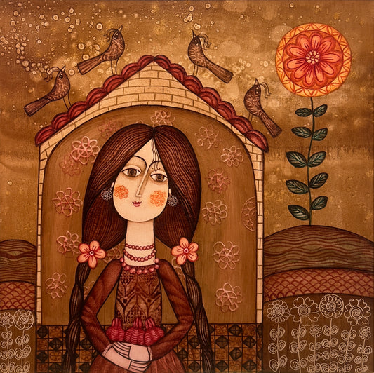 Portrait with Braids and Birds - Armen Vahramyan