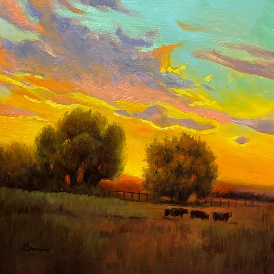 Golden Pasture at Dusk - Gevorg Sinanian
