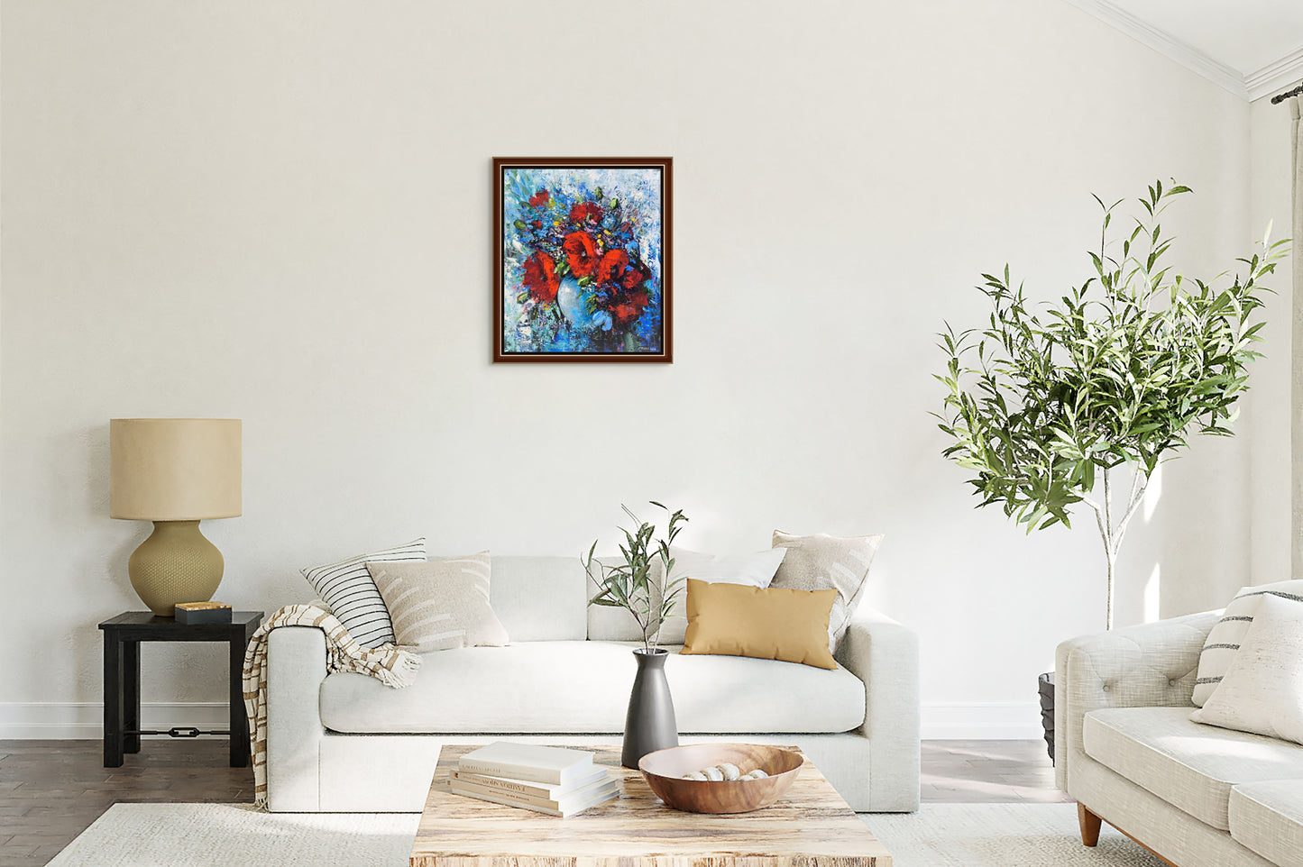 Red Poppies in a Blue Vase - Marieta Martirosyan